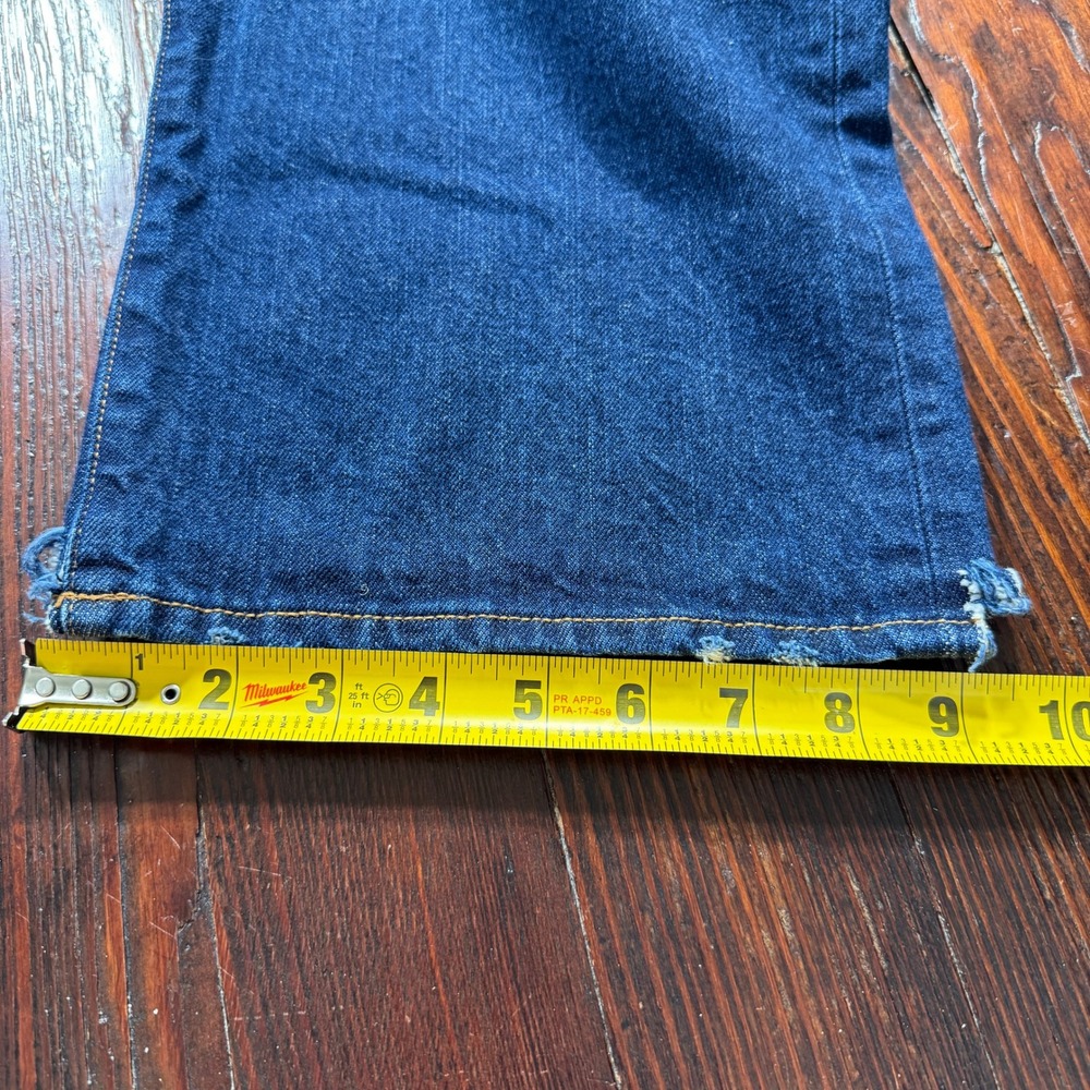 American Eagle Jeans Mens 38x30 Blue Relaxed Straight Dark Wash Faded Whiskers - Picture 5 of 10